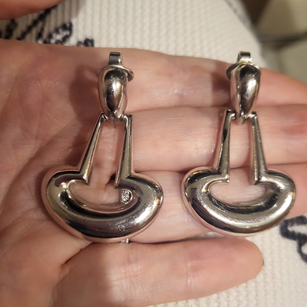 Trifari Vtg Silver Clip On Earrings